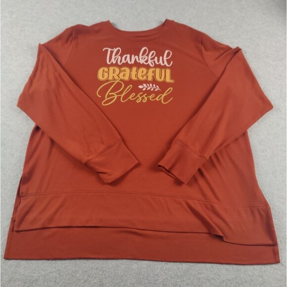 Positive Tee Women's Thankful Grateful Blessed Long Sleeve Top Size XXL - Picture 1 of 7